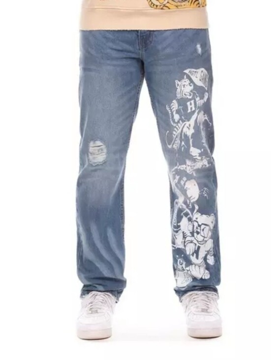 Hustle Gang Other - Hustle Gang Blue Jeans with White Graphic 36W 32L, NWT $110